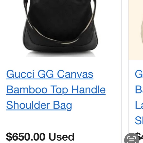 Black Gucci canvas bamboo top handle with removable leather strap. - Picture 12 of 14